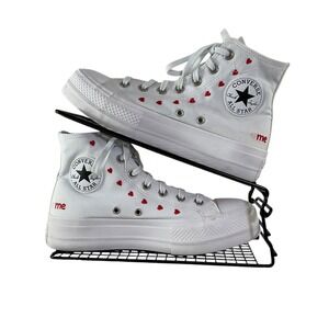 Converse Chuck Taylor All Star High Top White Red Heart Women's Size 7.5
